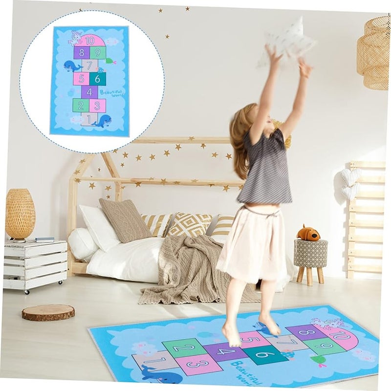 Soft Hopscotch Play Mat Non Slip Educational Floor Rug for Kids Nursery Playroom - Image 2
